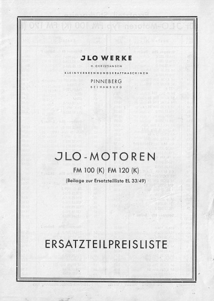 Ersatzteilpreisliste vom 01.04.1949 ILO FM100(K) FM120(K)