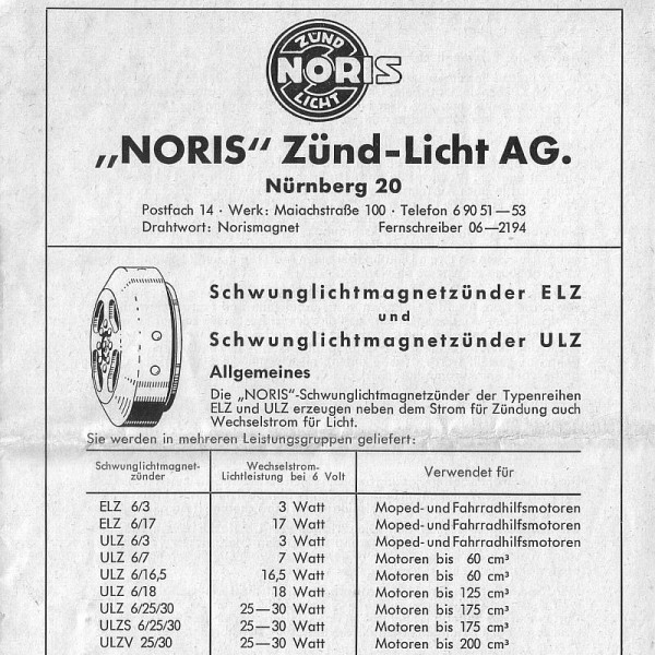 NORIS ELZ &amp; ULZ Schwunglichtmagnetzünder