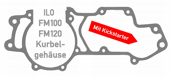 Dichtung ILO FM100 FM120 Kurbelgehäuse mit Kickstarter